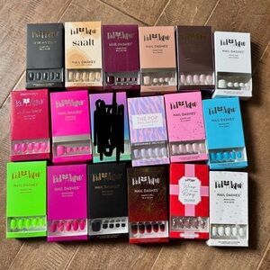 Red Aspen Nail Dashes Bundle - 18 sets all short square press-on nails and pedis